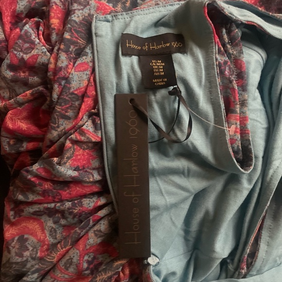 House of Harlow 1960) Floral print Stretch mesh Ruched Midi Maxi Dress - Picture 8 of 13